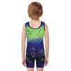 Boys Cycling Workout Bodysuit: U Neck Sleeveless Geometric Print Singlet for Wrestling Exercise Training
