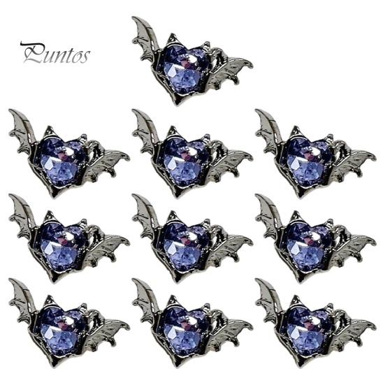 10Pcs Nail Charms Dark Style Bat Love Wings Luxury Jewelry Alloy Sturdy Nail Art Accessories for Manicure