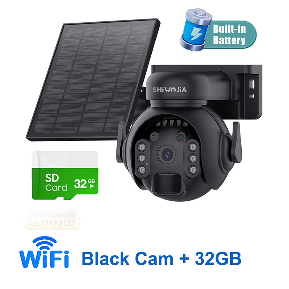 SHIWOJIA 3K 5MP 4G SIM Panel Security PTZ Night Vision PIR Human Detection Surveillance Solar Battery Camera