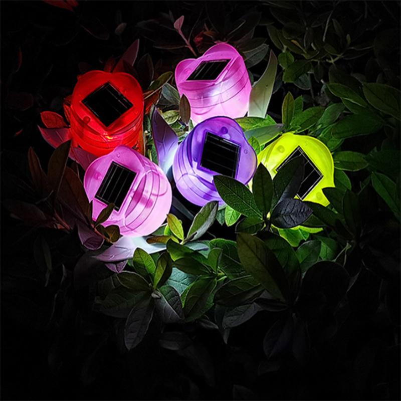 1Pcs Garden Tulip Flower Shape LED Solar Powered Waterproof Tube Lawn Lights Standing Decor for Yard Outdoor Party Xqmg