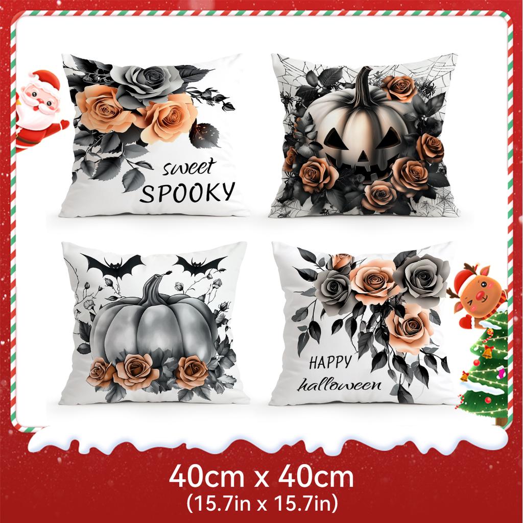 Halloween Flowers Cushion Pillowcase Printed Polyester 45X45Cm Throw Pillowcover Decorative Sofa Cushion Pillowslip Home Decor