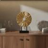 Abstract Desk Sculpture with Base Geometric Table Decor Metal Wall Disc Ornament Metallic-Finish House Decoration Modern Design