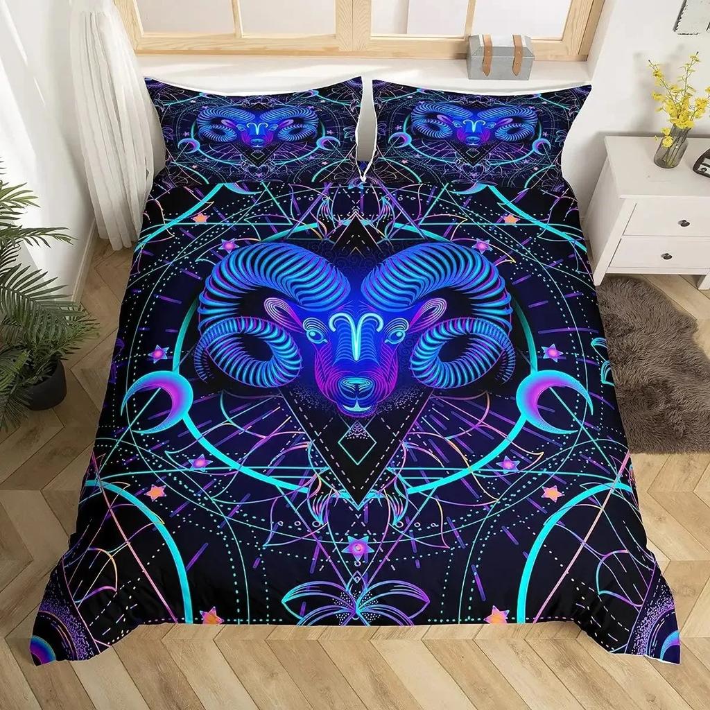 Zwillinge Königin König Bettbezug Sternbild Horoskop Bettdeckenbezug Astrologie Galaxie Bettwäscheset Stern Polyester Steppdeckenbezug