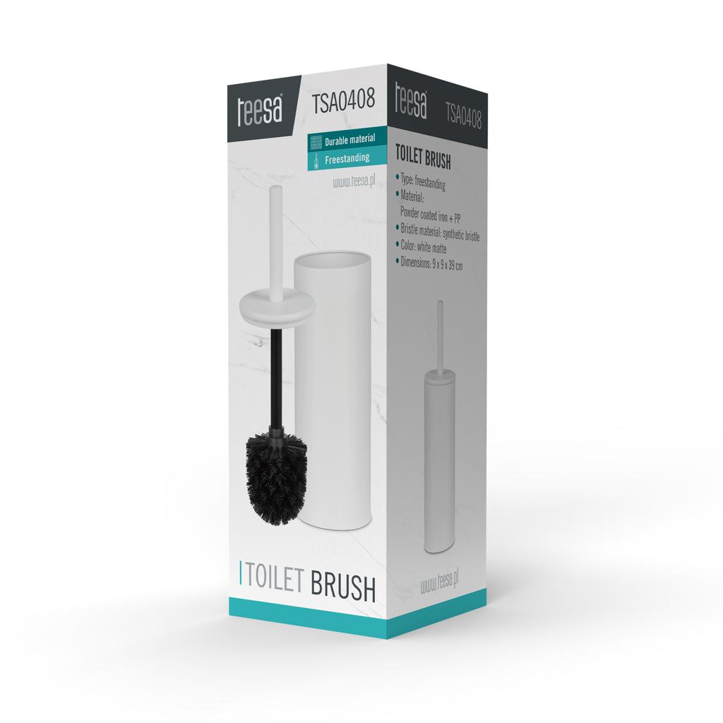 Szczotka Do Toalety WC Teesa Biała Mat Tuba Stal