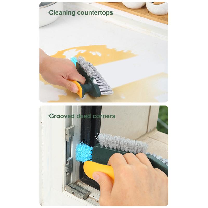 4 In 1 V-Shape Scrubber Brush Kitchen Bathroom Tile Floor Gap Cleaning Brush Window Groove Wall Corner Toilet Brushes Tools