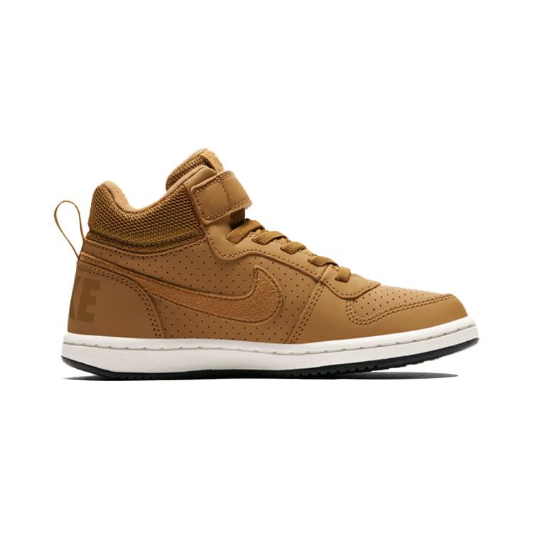 Nike Baskets Montantes Court Borough PS Blé Enfants Beige Sommet Blanc Noir 870026-701