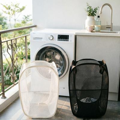Dirty Clothes Basket Foldable Breathable Mesh Fabric Laundry Bin Prevents Odor Container for Bathroom Laundry Storage Home Family