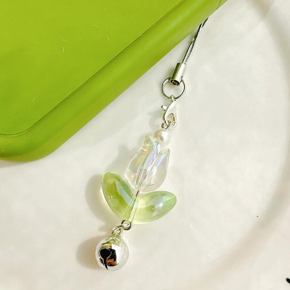 Hanging Cord Mobile Phone Lanyards with Bells Tulips Flower Hangings Pendant Tulip Phone Charm Bag