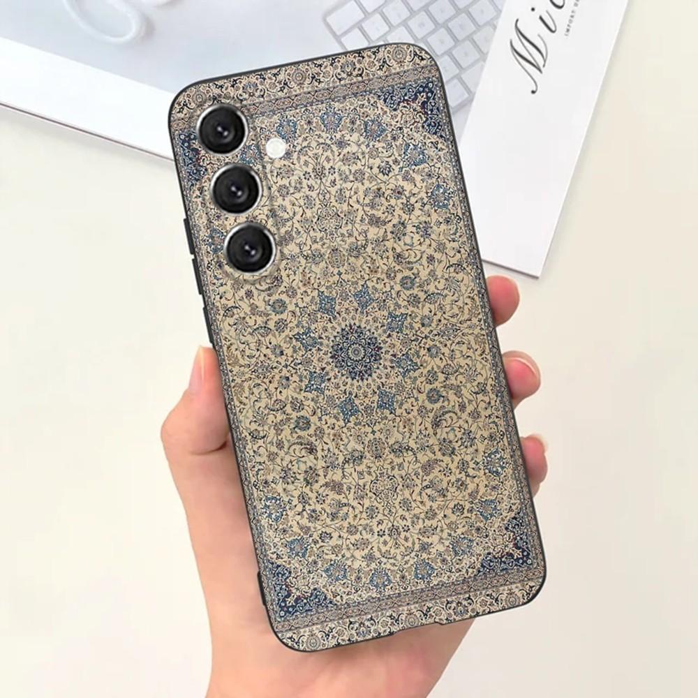 Perski Dywan Wzór Kwiatowy Etui na Telefon Dla Samsung S25,S24,S21,S22,S23,S30,Ultra,S20,Plus,Fe,Lite,Note,10,9,5G Czarne Pokrowiec