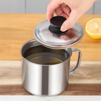 Yousheng Edelstahl Öl Sieb Topf Behälter Krug mit Filter Kochöl Aufbewahrungsdose Küchenhelfer zum Kochen Öl Aufbewahren Filtern