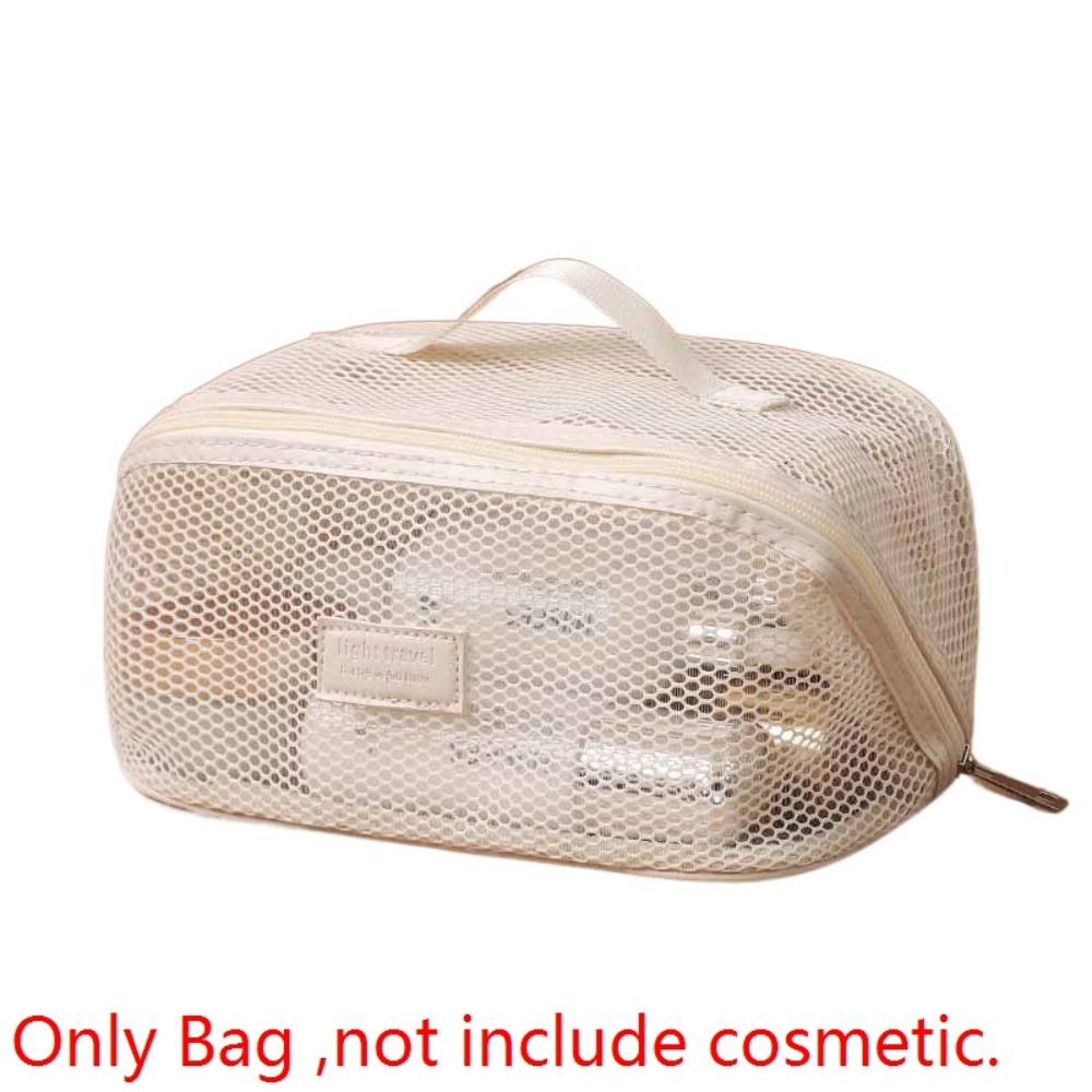 Solid Color Mesh Cosmetic Bag Large Capacity Pillow Makeup Pouch Transparent Makeup Bag  Lady