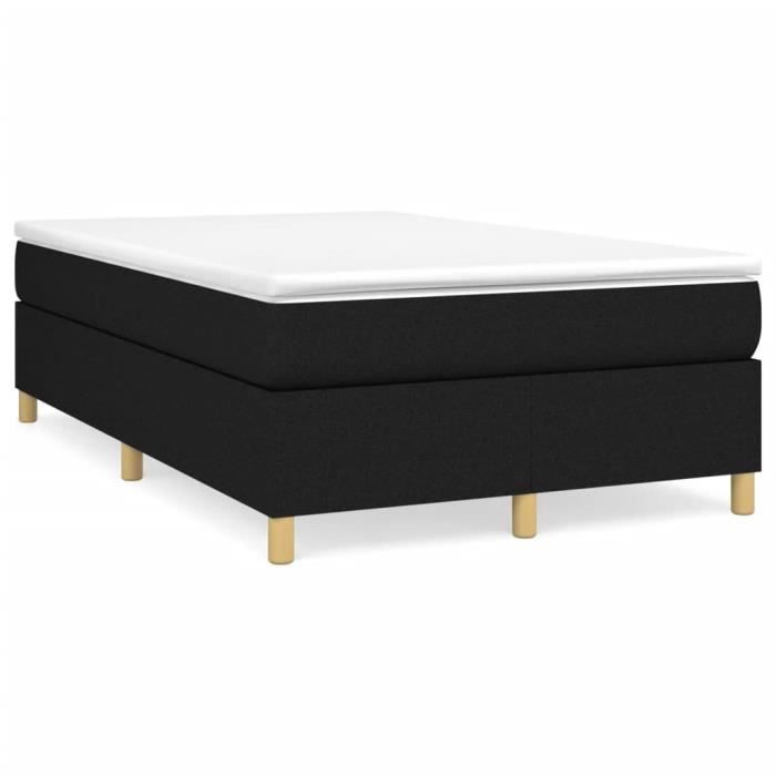 3144508 vidaXL Lit à sommier tapissier avec matelas Noir 120x200 cm Tissu