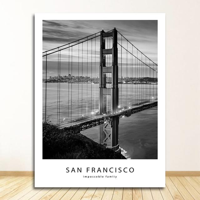And White Pictures for Living Room Home Decor Modern New York London Paris City Wall Art Landscape Posters and Prints Black