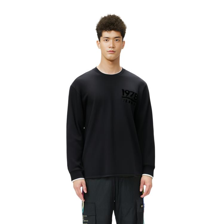Calvin Klein Cotton Crew Neck Long Sleeve T-Shirt Men Tops Space-Black J324494