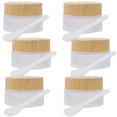Rubonarie Glass Refill Bottles, Set of 6, Light-Blocking, with Spatula, 20g Cosmetic Containers (Semi-Transparent)