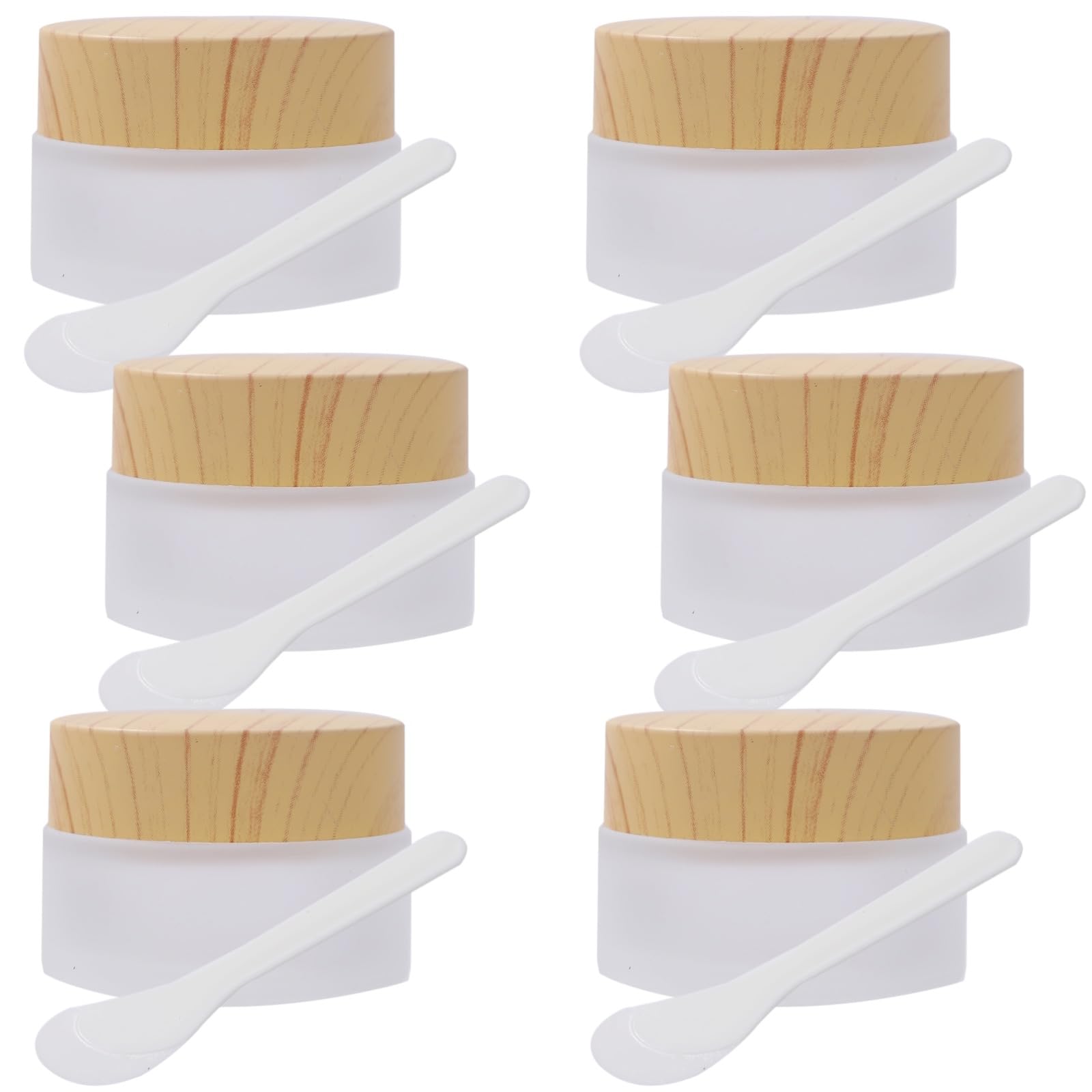 

Rubonarie Glass Refill Bottles, Set of 6, Light-Blocking, with Spatula, 20g Cosmetic Containers (Semi-Transparent)