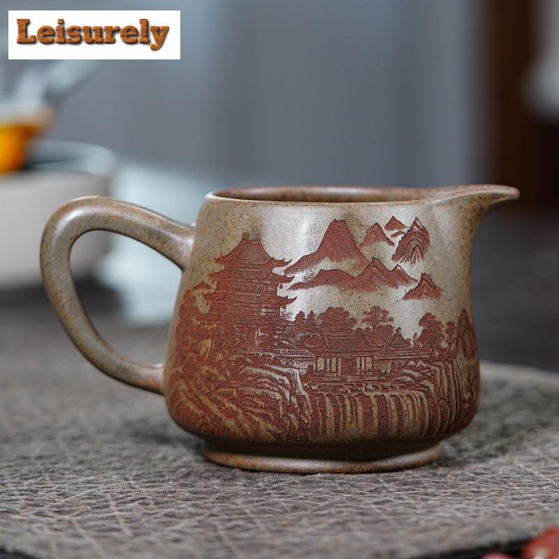 181ml Yixing Zisha Landscape Tea Pitcher Pour Tea Cha Hai Dispenser Household Justice Cup Coffee Fair Mug Tableware Accessories
