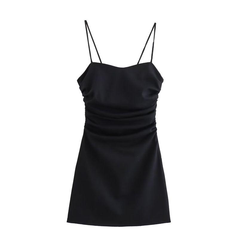 Kaslead New Arrival Women's Clothing Fashion Style Fashion Linen Blended Mini Ruched Dress 3196729