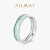 Ailmay Exquisite 925 Silver Green Zircon Enamel Rings For Women Vintage Fashion Daily Wear Wedding Jewelry
