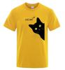 Meow Black Cat Funny Cotton Printed Unisexs and Womens Personalized Tshirt New Fashionable Loose Casual Round Neck Tshirt