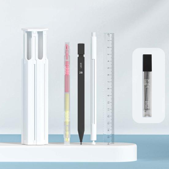 Pen Case Hexagonal Portable Pencils Gel Pens Box Easy Access Lid Card Slots Independent Pen Holder School Supplies