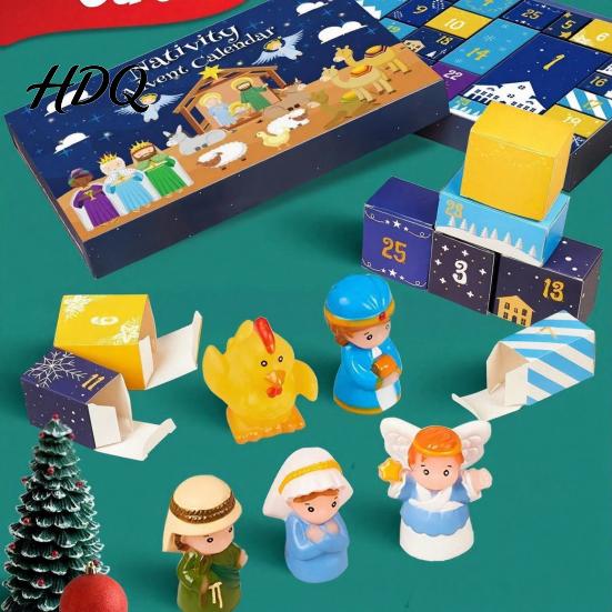 Christmas Calendar for Family Bonding 24 Days Nativity Advent Kids Countdown Waiting Gift Boys Girls with Mini Figurines Interactive Holiday