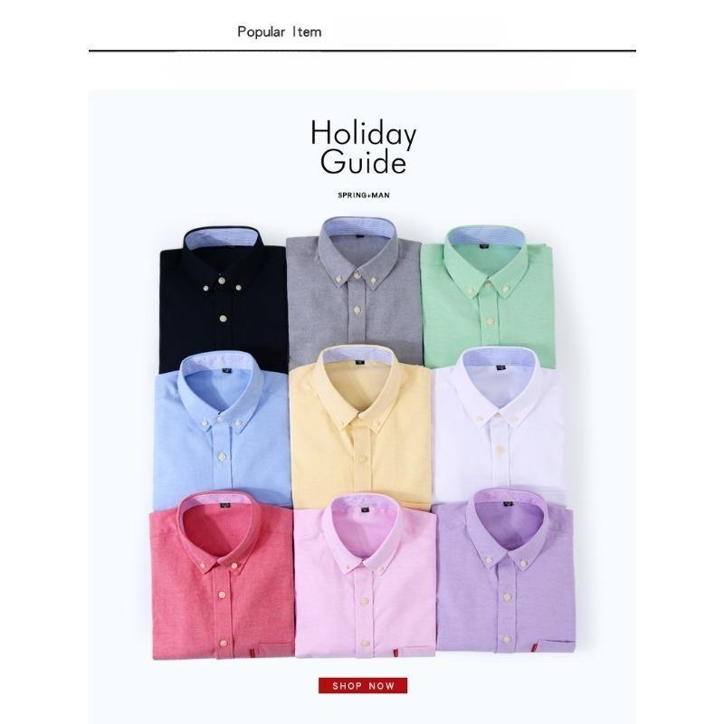 New Men's Oxford Striped Long Sleeve Shirt, Korean Slim Fit Youth Casual Fashion Button Up Shirt