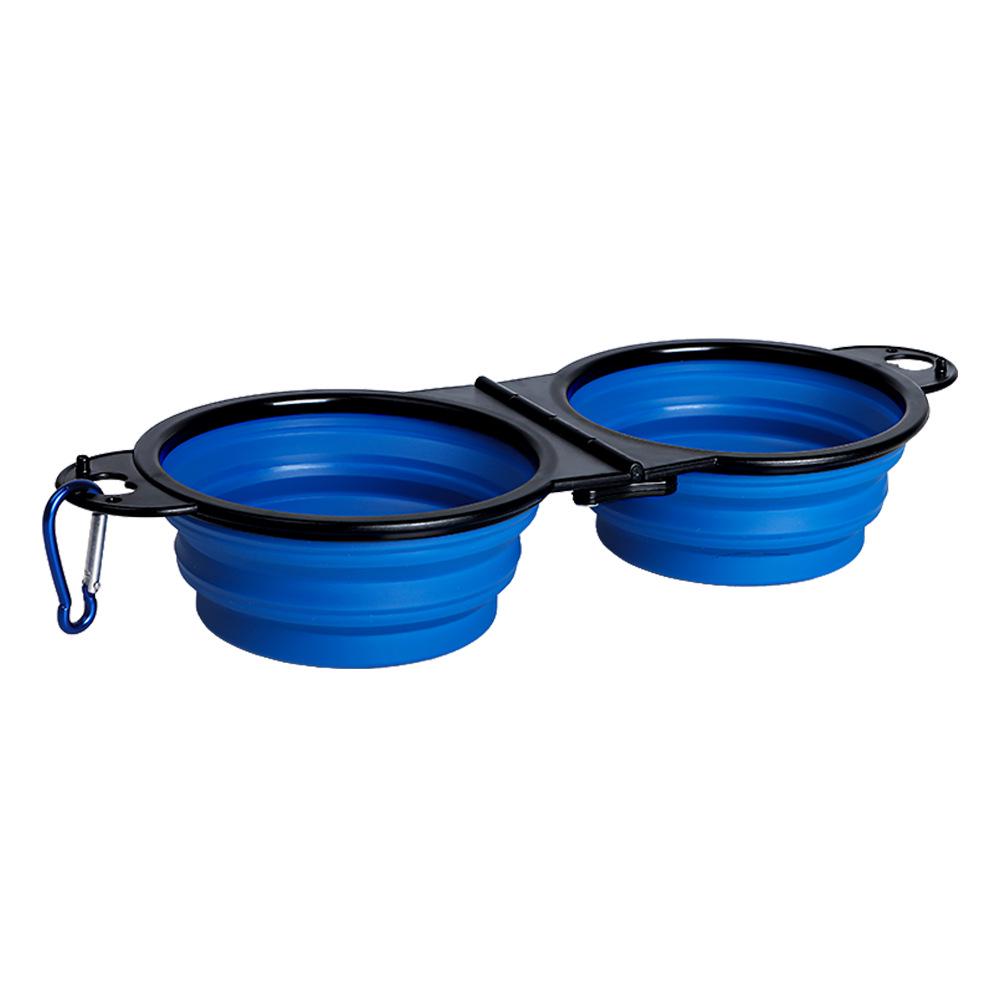 Foldable TPE Pet Double Bowl - 350ml Portable Two-in-One for Dogs & Cats