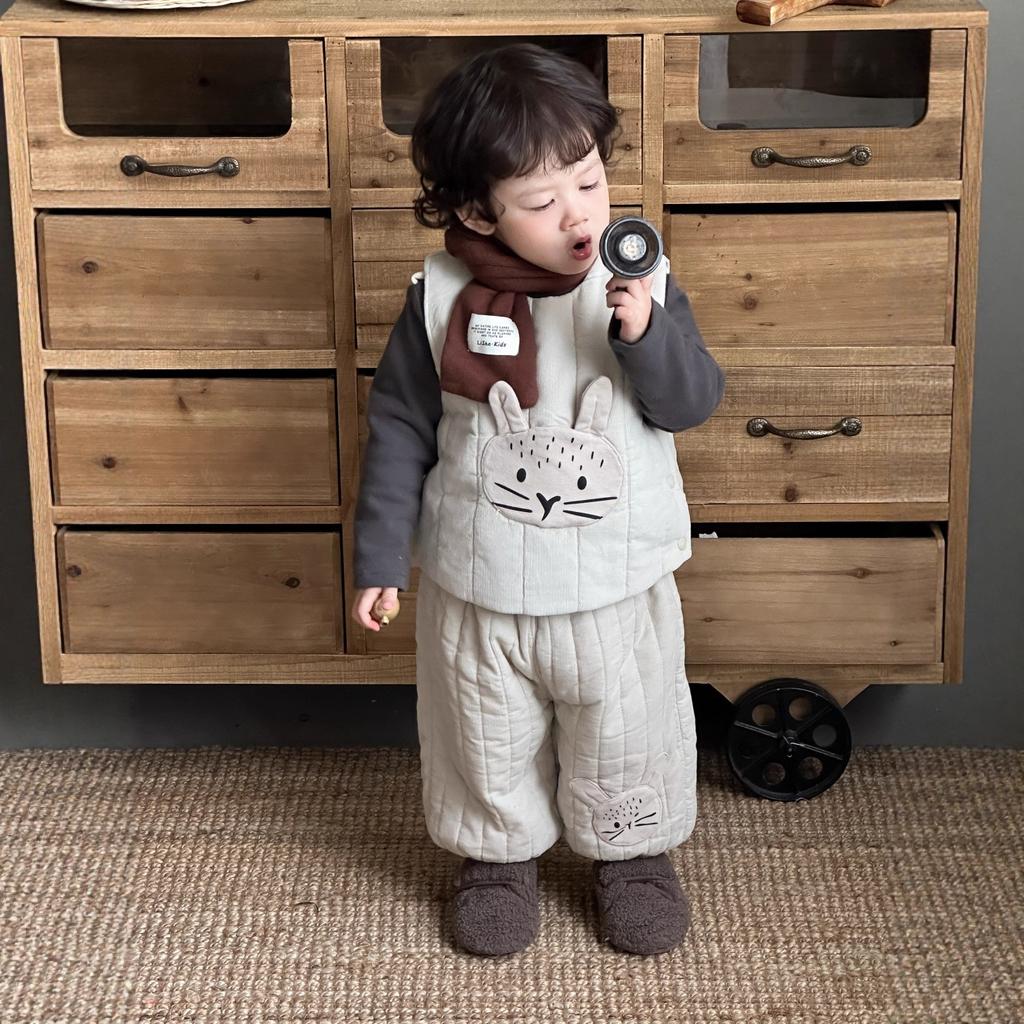 Baby cotton vest set thickened autumn and winter children's clothing boys fleece bottoming shirt