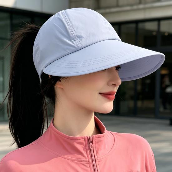 Summer Sun Hat, Wide Brim Sun Protection Hat for Women, UV Blocking Arc Shape Face Slimming Design Beach Travel Outdoor Cap
