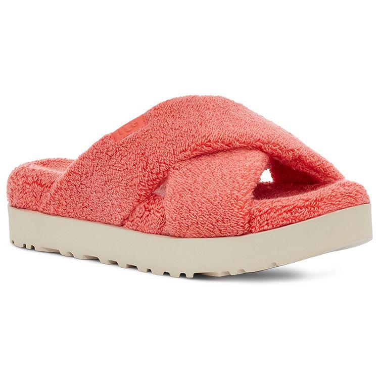 UGG Women's Fuzz Sugar Terry Cross Slide Peach Bliss 1126385-PBLSS