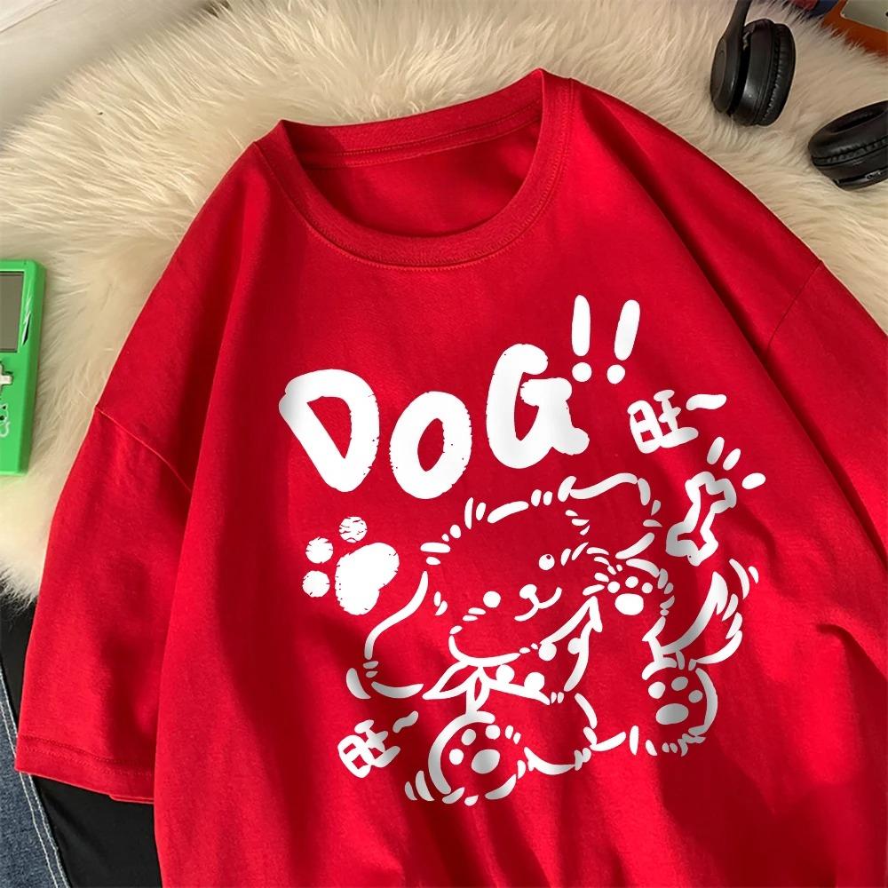 Dog Cartoon Printed Round Neck Sports T-shirt Short Sleeve Casual Tops Women's Activewear Aesthetic Tshirt Clothing