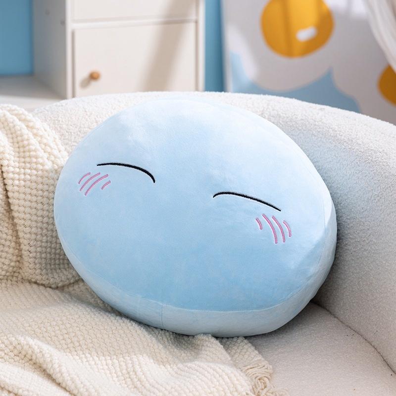 Cute Slime Plush Pillow Soft Squishy Round Expression Cushion Bun Stuffed Toy For Kids And Teens Bedroom Sofa Desk Birthday Gift
