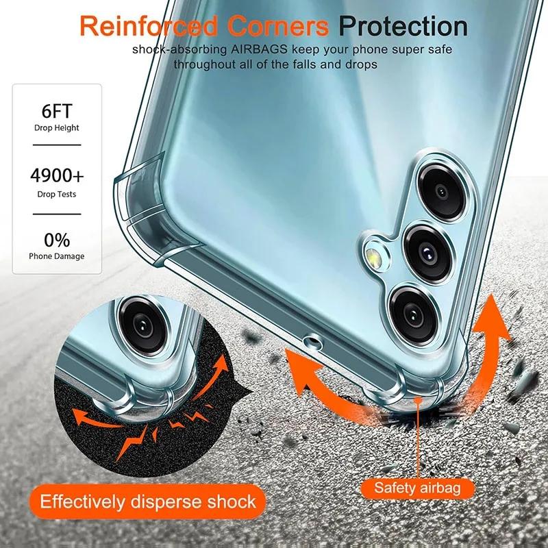 Shockproof Clear Silicone Soft Case For Samsung Galaxy S24 S23 A05S A15 A54 A04S A14 A53 Huawei P60 Xiaomi Redmi Note 12 iPhone 15 14 13 Pro Max Cover