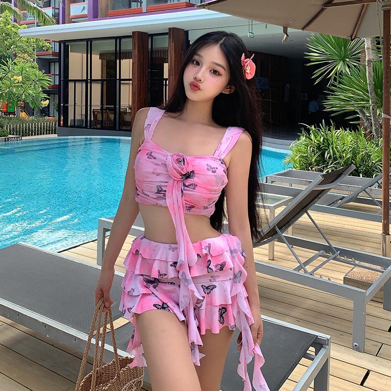 

Женский милый купальник халтер без спины, стройнящий - Сладкий и сексуальный девичий стиль L розовый