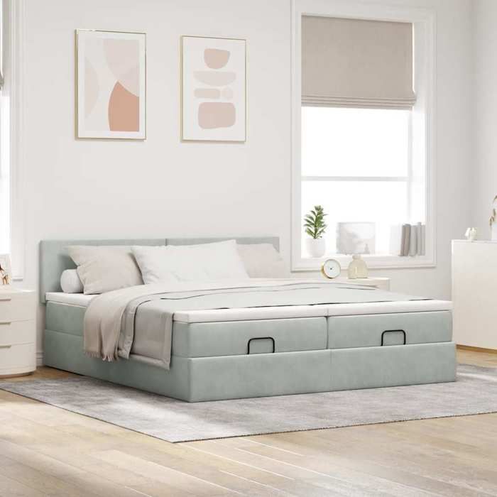 Maison Exclusive - Cadre de lit ottoman avec matelas gris clair 200x200 cm velours