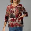 Women's Casual Long-Sleeved Single-Breasted Christmas-Themed Print  Cardigan