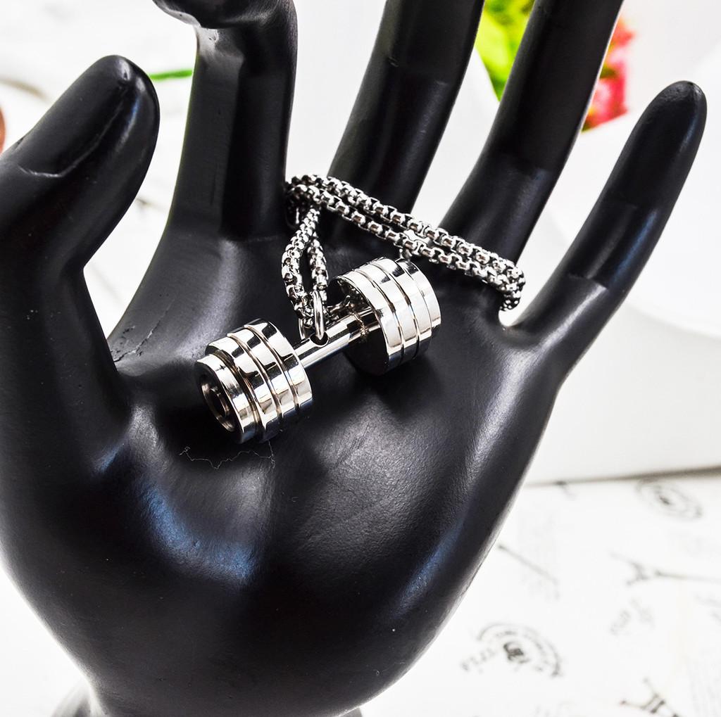 Temu Shein Necklace With Cartoon Dumbbell Pendant For Hip Hop Fashion And Mens Gift
