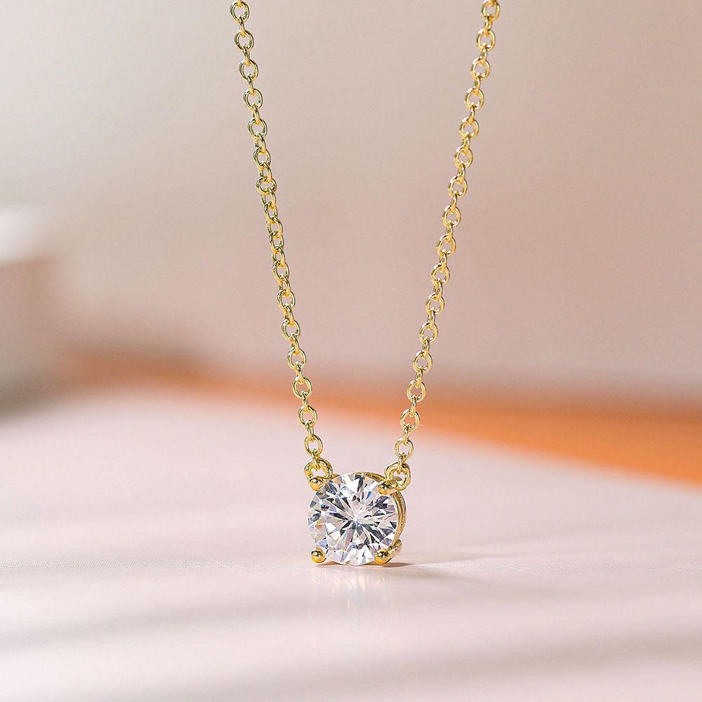 Mini 5mm/4mm D Moissanit Pravé Stříbro 925 Solitérní Přívěsek Náhrdelník Dámské Klíční kosti Náhrdelníky Svatební Večírek Šperky