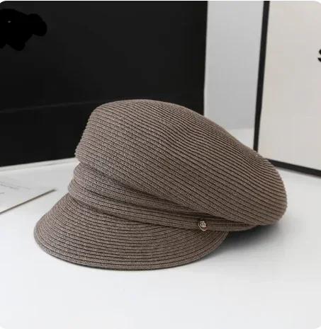 new Japanese Hats For Women Solid Plain Octagonal Newsboy Cap Ladies Summer Casual Straw Hat Beret Painter Cap Military Bonnets