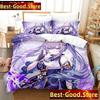 Anime Genshin Impact Keqing Girl Bedding Set Printed With Pillowcase Bed Duvet Cover Soft Single Double Queen Super King Size