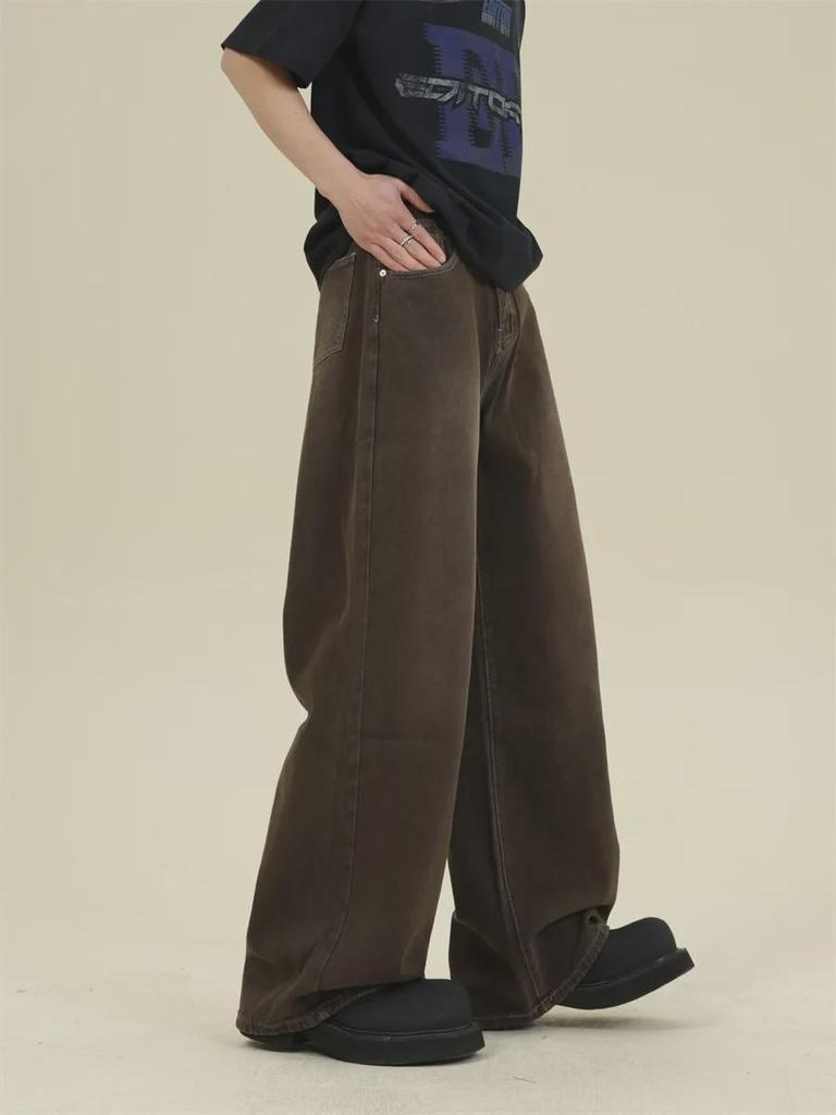 Vintage Braune Locker Geschnittene Weitbeinjeans für Jungen und Mädchen