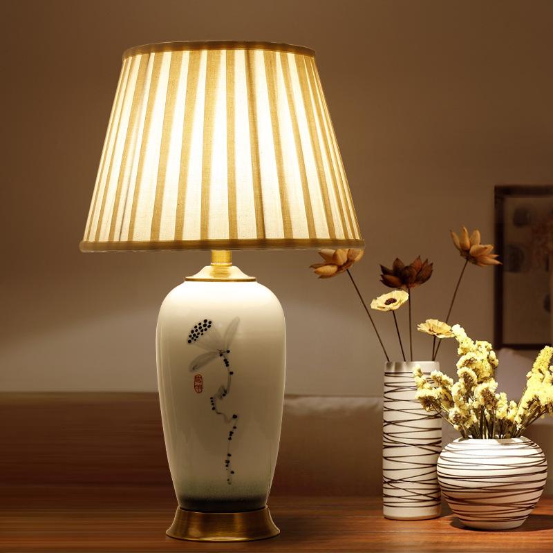 Hand-Painted Chinese Ceramic Table Lamp - Retro Warm Style for Living Room or Bedroom