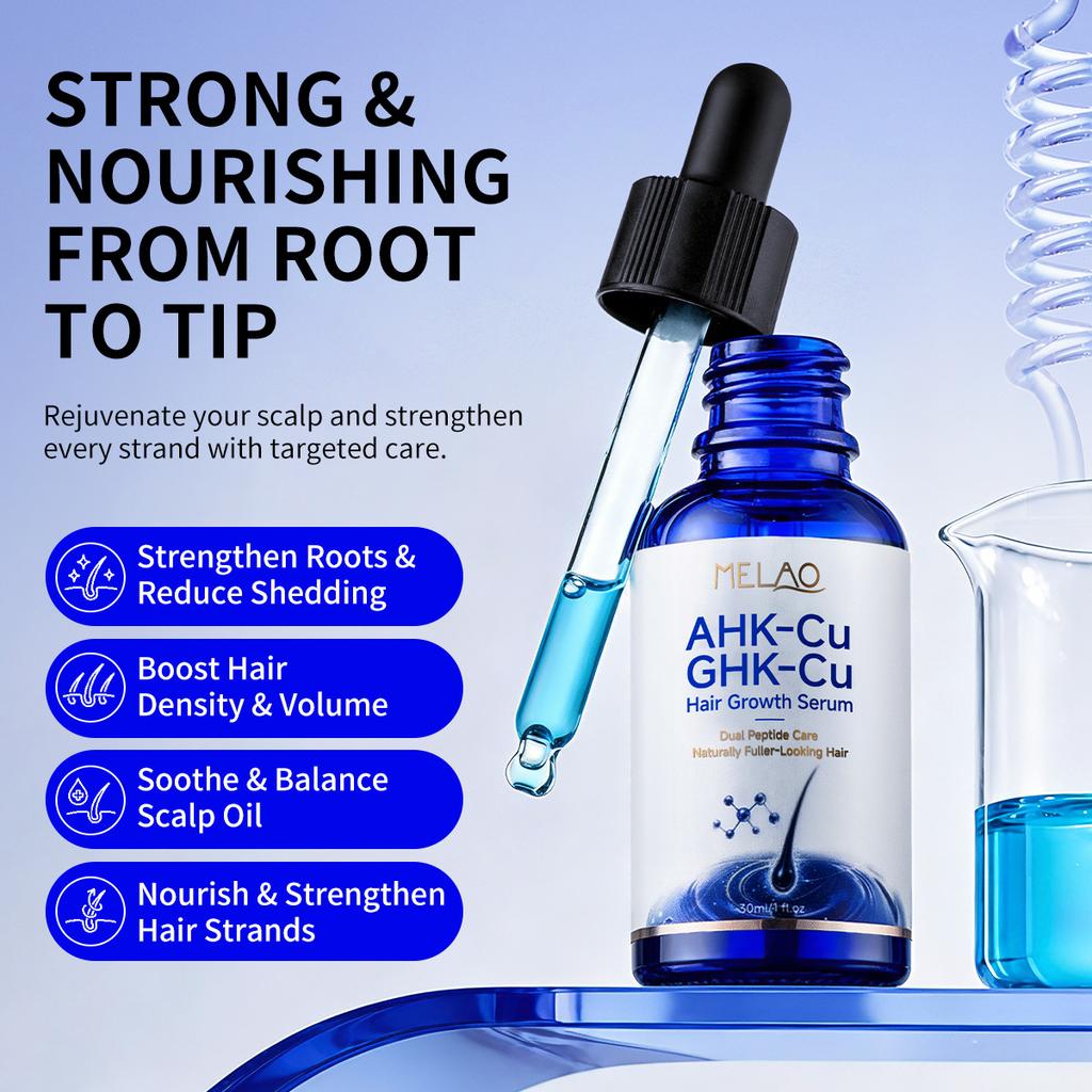 MELAO AHK-Cu GHK-Cu Double Copper Peptide Scalp Essence, Strengthening Hair Blue Copper Peptide Hair Care Serum