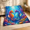 Rainbow Seahorse Heart Coral Fleece Blanket