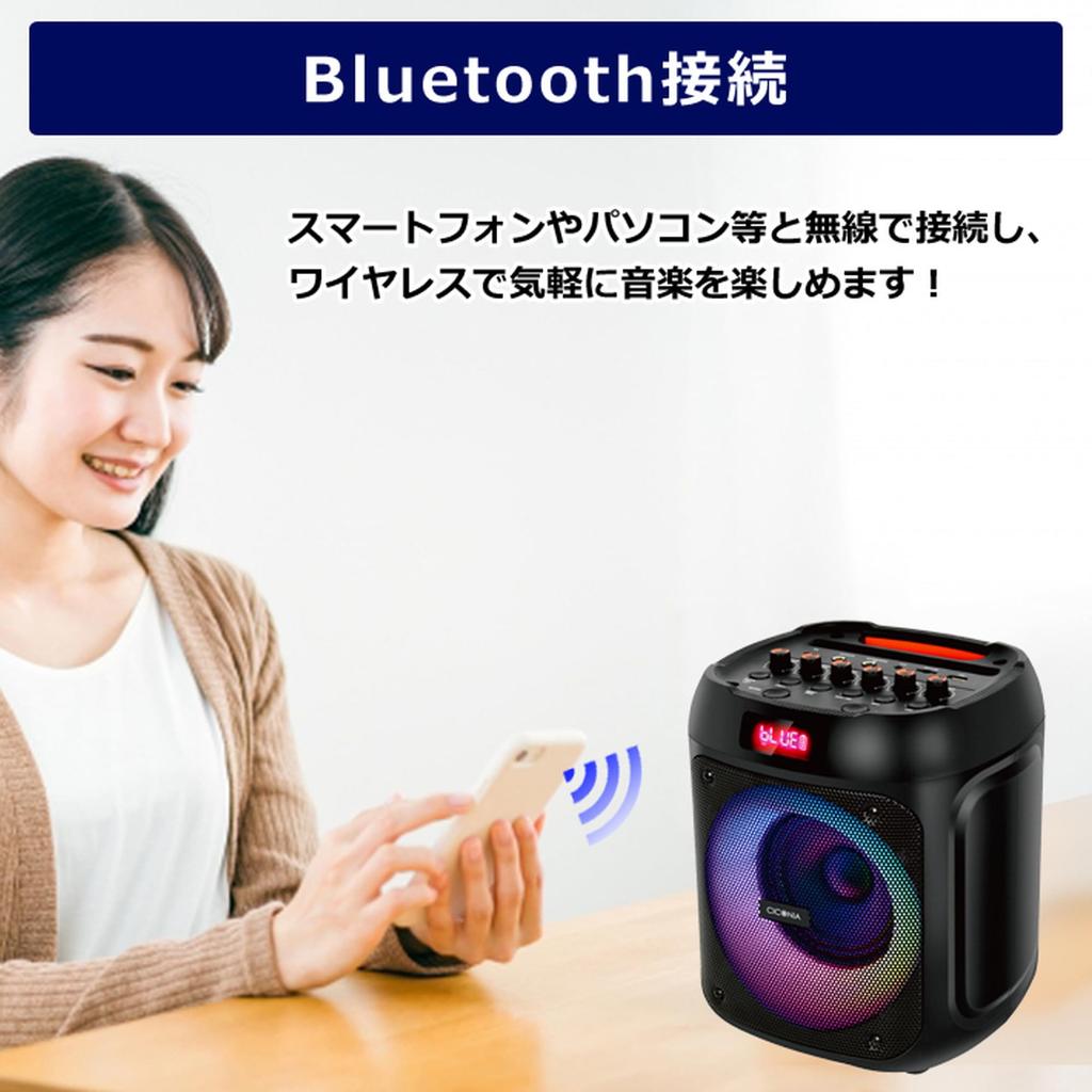 Tokyo DECO s030 Portable Wireless Speaker Set with Bluetooth Rechargeable Card TWS LED and for Indoor and Outdoor 5.0, 80W, Remote, USB/microSD