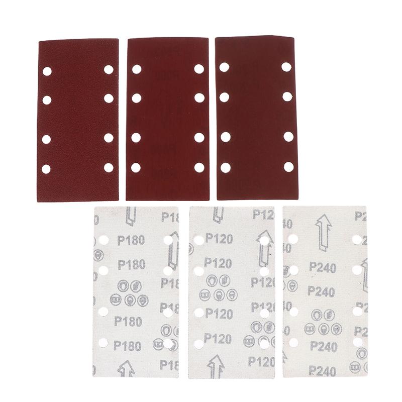 10pcs 185*93mm 8 Holes Rectangular Premium Flocked Sandpaper Sheets Self-Adhesive 60# 80# 100# 120# 150# 180# 240# 320# 400#