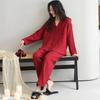 Large size couple pajamas autumn 1011 new spring and autumn cotton double-layer gauze long-sleeved trousers loungewear set