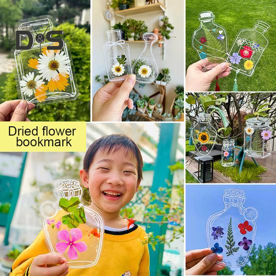 20Pcs DIY Transparent Dried Flower Bookmarks Handmade Clear Pressed Flower Bookmarks Making Kit for Women