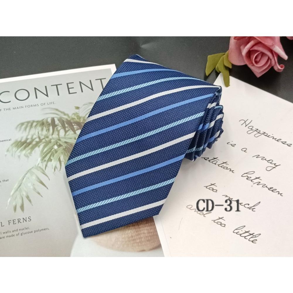 Men's Business Tie 8cm Professional Dress Interview Striped Tie Stylish Business-style Ties Navy Black Multi-colorTraditional Hand-knotted Design